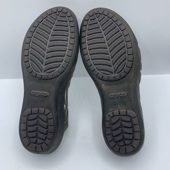 Crocs Adrina III Mini Wedge Sandals Women’s 9 Espresso Brown Slip On Shoes - Picture 7 of 8